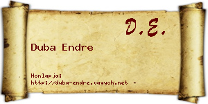 Duba Endre névjegykártya